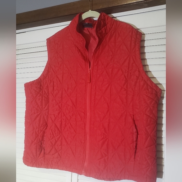 Jane Ashley Red Quilted Full Zip Vest With Pockets 3X EUC - Picture 1 of 7